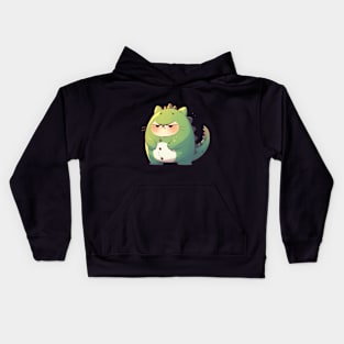 Cranky Cat in Dino Pajamas Kids Hoodie